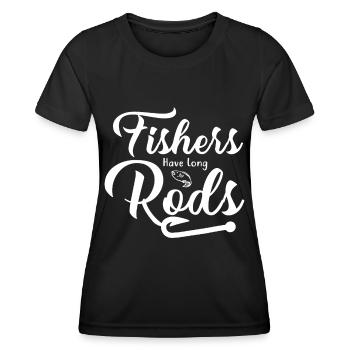 Fischer haben lange Ruten - - Frauen Funktions-T-Shirt - Schwarz - Vorne - AI Model Female 172 light (172cm)