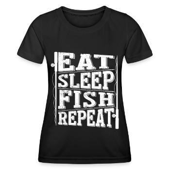 Manger du sommeil Poisson Répéter 2 - - T-shirt sport Femme - noir - Devant - AI Model Female 172 light (172cm)
