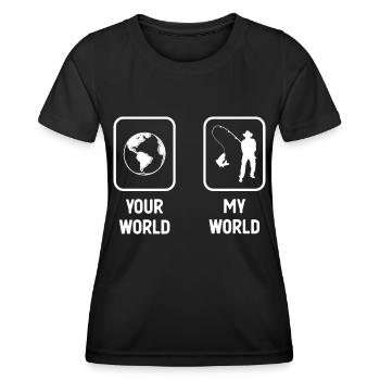 Your World My World - Fishing - - Women's Functional T-Shirt - black - Front - AI Model Female 172 light (172cm)