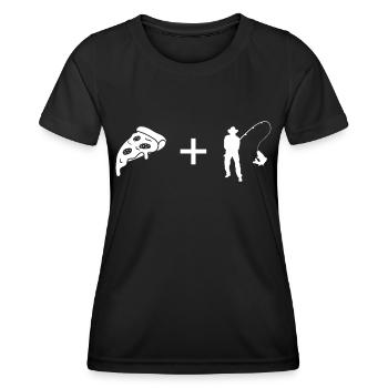 Pizza - Pêche - - T-shirt sport Femme - noir - Devant - AI Model Female 172 light (172cm)