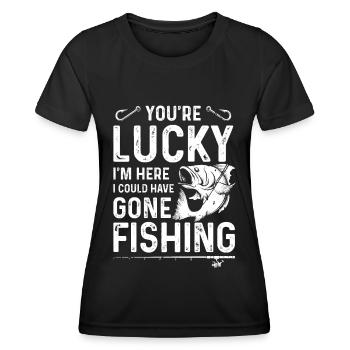Tu as de la chance que je sois là, j’aurais pêché - T-shirt sport Femme - noir - Devant - AI Model Female 172 light (172cm)