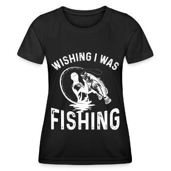 J’aimerais pêcher - T-shirt sport Femme - noir - Devant - AI Model Female 172 light (172cm)