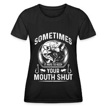 Parfois, c’est un poisson D’autres fois, c’est un B - T-shirt sport Femme - noir - Devant - AI Model Female 172 light (172cm)