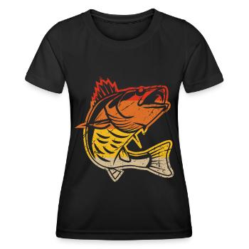 Retro fish - Women's Functional T-Shirt - black - Front - AI Model Female 172 light (172cm)