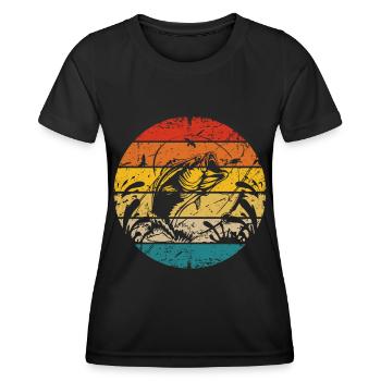 Pêche rétro - T-shirt sport Femme - noir - Devant - AI Model Female 172 light (172cm)