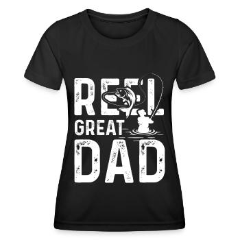 Reel Great Dad - Frauen Funktions-T-Shirt - Schwarz - Vorne - AI Model Female 172 light (172cm)