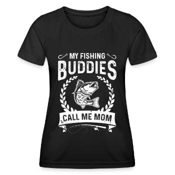 Mes collègues pêcheurs m’appellent maman - T-shirt sport Femme - noir - Devant - AI Model Female 172 light (172cm)