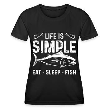 Das Leben ist einfach Essen Schlafen Fischen - Frauen Funktions-T-Shirt - Schwarz - Vorne - AI Model Female 172 light (172cm)