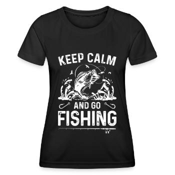 Ruhig bleiben und angeln gehen - Frauen Funktions-T-Shirt - Schwarz - Vorne - AI Model Female 172 light (172cm)
