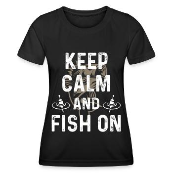 Ruhig bleiben und weiterfischen - Frauen Funktions-T-Shirt - Schwarz - Vorne - AI Model Female 172 light (172cm)