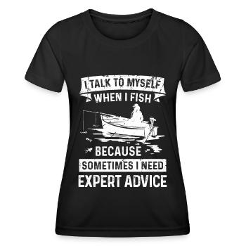 Je me parle à moi-même quand je pêche, parce que je - T-shirt sport Femme - noir - Devant - AI Model Female 172 light (172cm)