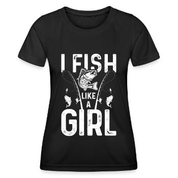 I fish like a girl - Women's Functional T-Shirt - black - Front - AI Model Female 172 light (172cm)