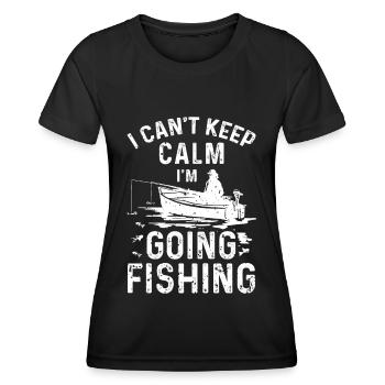 Ich kann nicht ruhig bleiben, ich gehe fischen - Frauen Funktions-T-Shirt - Schwarz - Vorne - AI Model Female 172 light (172cm)