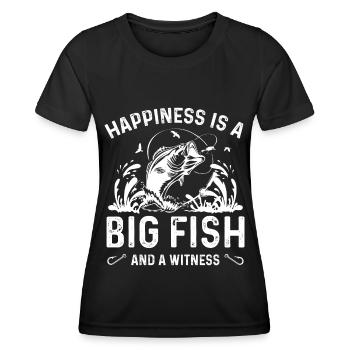 Le bonheur est un gros poisson et un témoin - T-shirt sport Femme - noir - Devant - AI Model Female 172 light (172cm)