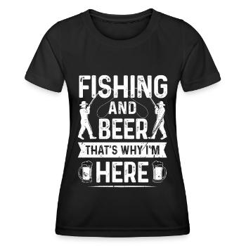 Fishing and beer That's why I'm here - Women's Functional T-Shirt - black - Front - AI Model Female 172 light (172cm)