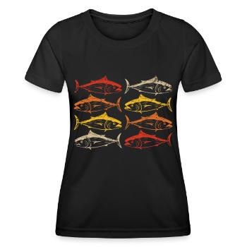 Pêche Rétro - T-shirt sport Femme - noir - Devant - AI Model Female 172 light (172cm)