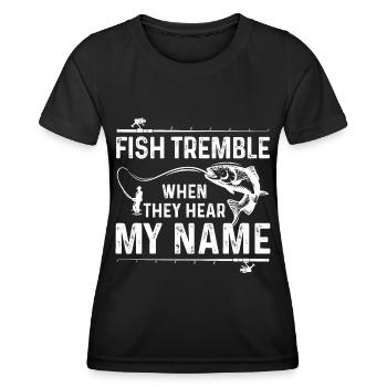 Les poissons tremblent quand ils entendent mon nom - T-shirt sport Femme - noir - Devant - AI Model Female 172 light (172cm)