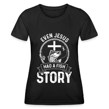 Même Jésus avait une histoire de poisson - T-shirt sport Femme - noir - Devant - AI Model Female 172 light (172cm)
