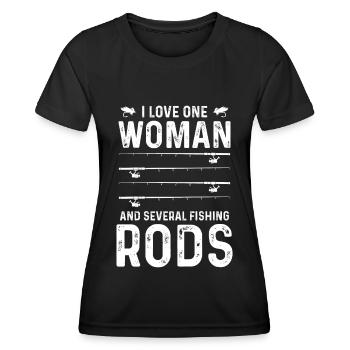 I love a woman and several fishing rods - Women's Functional T-Shirt - black - Front - AI Model Female 172 light (172cm)