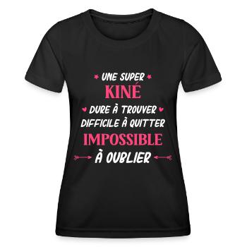 Super kiné - T-shirt sport Femme - noir - Devant - AI Model Female 172 light (172cm)