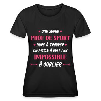 Super prof de sport - T-shirt sport Femme - noir - Devant - AI Model Female 172 light (172cm)