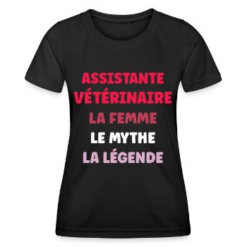 assistante veterinaire - T-shirt sport Femme - noir - Devant - AI Model Female 172 light (172cm)