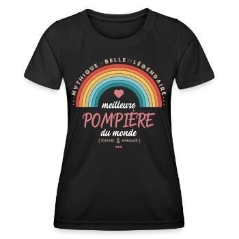 Meilleure pompière du monde - T-shirt sport Femme - noir - Devant - AI Model Female 172 light (172cm)
