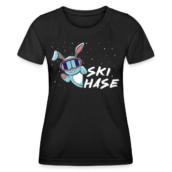 Skihase - Skifahren - Skiurlaub - Frauen Funktions-T-Shirt - Schwarz - Vorne - AI Model Female 172 light (172cm)