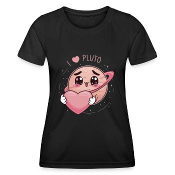Aimer le cœur de Pluton dans l’espace - T-shirt sport Femme - noir - Devant - AI Model Female 172 light (172cm)