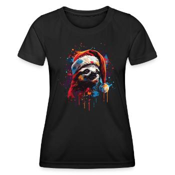 Le paresseux fête Noël - T-shirt sport Femme - noir - Devant - AI Model Female 172 light (172cm)