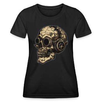 Dieselpunk Zombie Totenkopf - Frauen Funktions-T-Shirt - Schwarz - Vorne - AI Model Female 172 light (172cm)