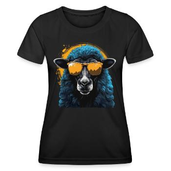 Mouton cool avec des lunettes de soleil - T-shirt sport Femme - noir - Devant - AI Model Female 172 light (172cm)