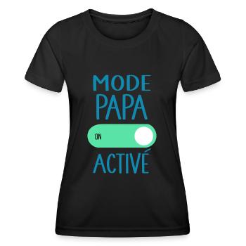 Mode Papa Activé Idée Cadeau Annonce Grossesse - T-shirt sport Femme - noir - Devant - AI Model Female 172 light (172cm)