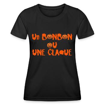 Un Bonbon Ou Une Claque Cadeau Drôle Halloween - T-shirt sport Femme - noir - Devant - AI Model Female 172 light (172cm)