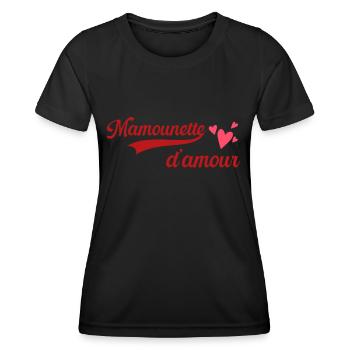 Mamounette D'Amour Cadeau Pour La Fête Des Mères - T-shirt sport Femme - noir - Devant - AI Model Female 172 light (172cm)