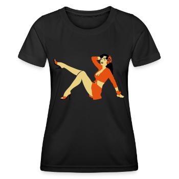 Pin-up de style rétro - T-shirt sport Femme - noir - Devant - AI Model Female 172 light (172cm)