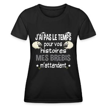 Brebis mouton laine agneau. Cadeau ferme agricole - T-shirt sport Femme - noir - Devant - AI Model Female 172 light (172cm)