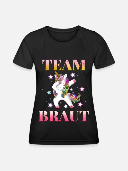 Einhorn Team Braut - Frauen Funktions-T-Shirt - Schwarz