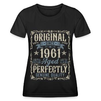 Born in 1961 Original Vintage Birthday - Women's Functional T-Shirt - black - Front - AI Model Female 172 light (172cm)