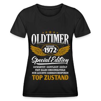 Oldtimer Baujahr 1972 Geburtsjahr Geburtstag - Frauen Funktions-T-Shirt - Schwarz - Vorne - AI Model Female 172 light (172cm)