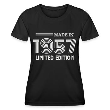 1957 Geburtstagsgeschenkidee 1957 - Frauen Funktions-T-Shirt - Schwarz - Vorne - AI Model Female 172 light (172cm)