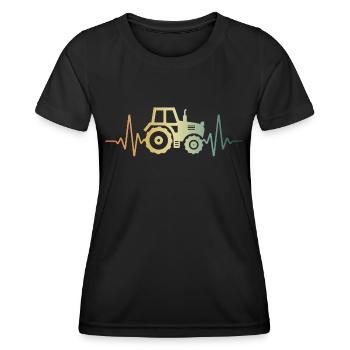 Heartbeat Tractor Trekker Pulse ECG - T-shirt sport Femme - noir - Devant - AI Model Female 172 light (172cm)
