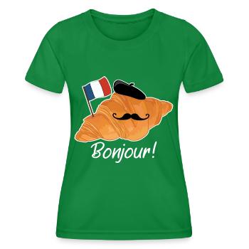 Bonjour Croissant - Drôle de cuisine française - T-shirt sport Femme - vert - Devant - AI Model Female 172 dark (172cm)