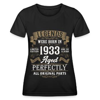 1933 geboren Legenden Geburtstag Vintage Geschenk - Frauen Funktions-T-Shirt - Schwarz - Vorne - AI Model Female 172 light (172cm)