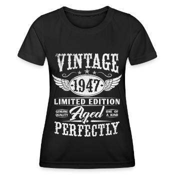 Vintage 1947 Vintage Born Cadeau d’anniversaire - T-shirt sport Femme - noir - Devant - AI Model Female 172 light (172cm)