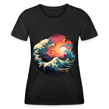 Meer Wellen Wolf Brandung Gischt Ufer Küste - Frauen Funktions-T-Shirt - Schwarz - Vorne - AI Model Female 172 light (172cm)