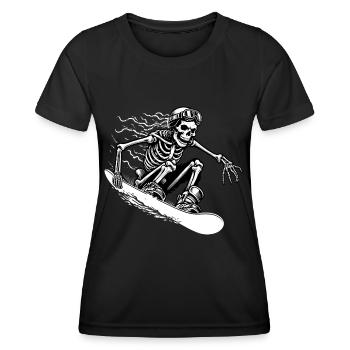 Skeleton Riding Snowboard in Snow Snowboarder Fun - Women's Functional T-Shirt - black - Front - AI Model Female 172 light (172cm)