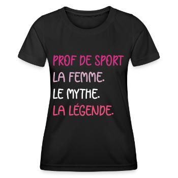 prof de sport - T-shirt sport Femme - noir - Devant - AI Model Female 172 light (172cm)