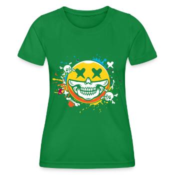 Smiley skull - Women's Functional T-Shirt - kelly green - Front - AI Model Female 172 dark (172cm)