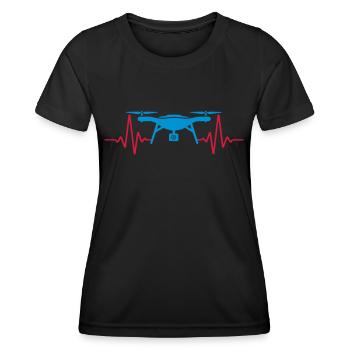 Heartbeat Drone Drone ECG | Colors can be changed - Women's Functional T-Shirt - black - Front - AI Model Female 172 light (172cm)